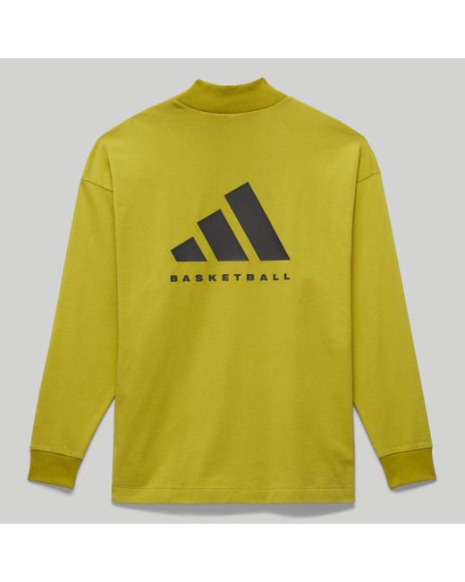 Adidas Yellow Basketball Long Sleeve Long-Sleeve Top