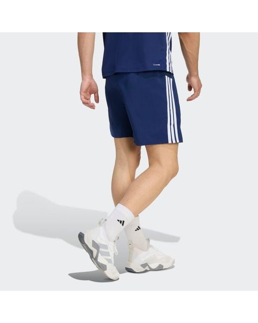 Adidas Blue Workout Essentials Base 3 Stripes Woven Short for men