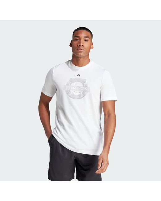 adidas Aeroready Tennis Graphic T-shirt in White for Men | Lyst UK