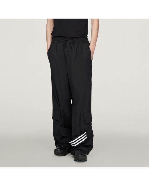 Adidas Black Y-3 Refined Wool Cargo Tracksuit Bottoms for men