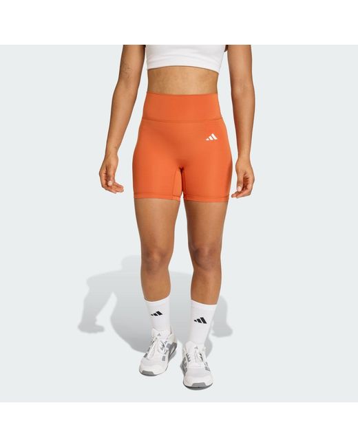 Adidas Orange Optime Essentials Workout Short Leggings