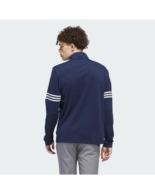 Adidas Blue Adi 3-Stripes Half-Zip Top for men