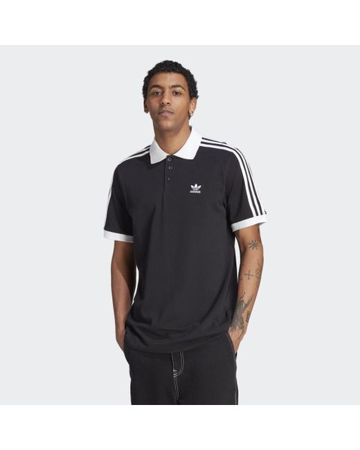 Adidas Black Adicolor Classics 3-Stripes Polo Shirt for men