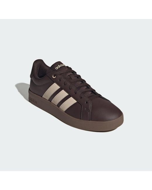 Adidas Brown Grand Court Base 3.0 Shoes for men