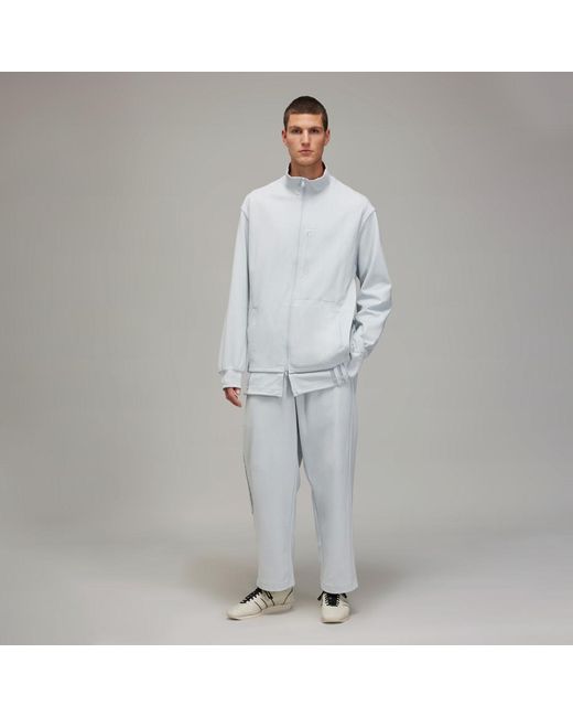 Adidas Gray Y-3 Mesh Stripes Track Tracksuit Bottoms for men