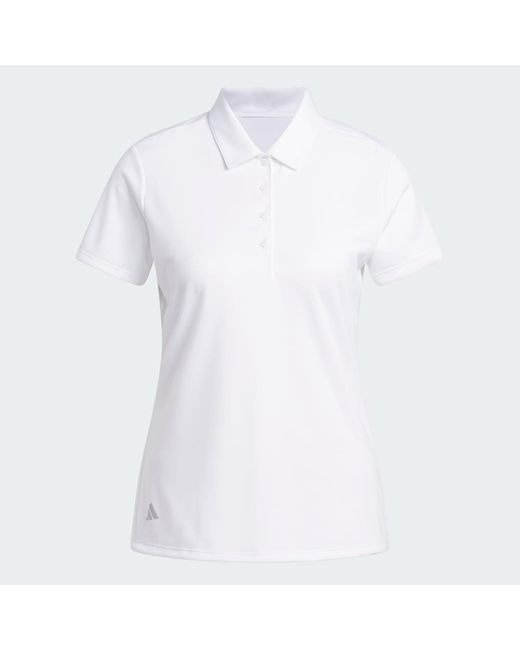 Adidas White Women's Solid Performance Short Sleeve Polo Shirt