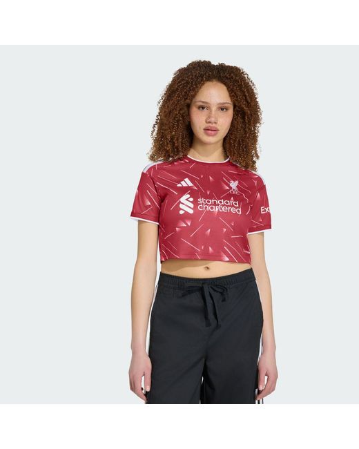 Adidas Red Liverpool Fc 26/27 Home Jersey Crop Top