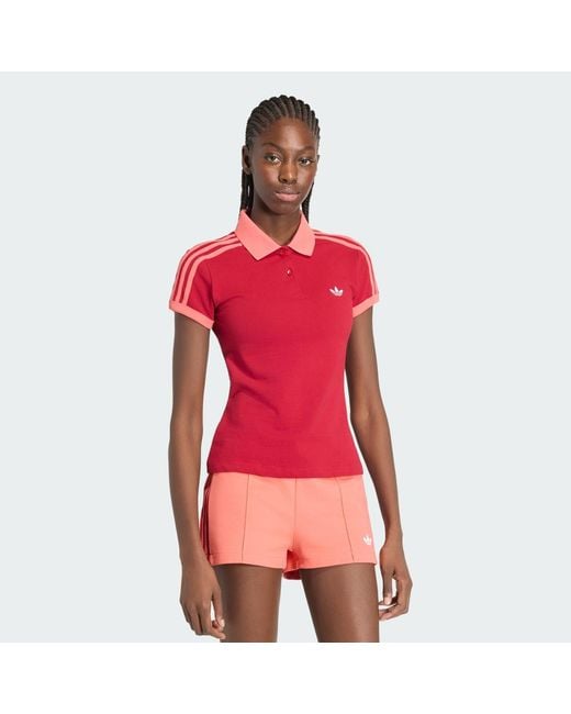 Adidas Red 3-Stripes Polo