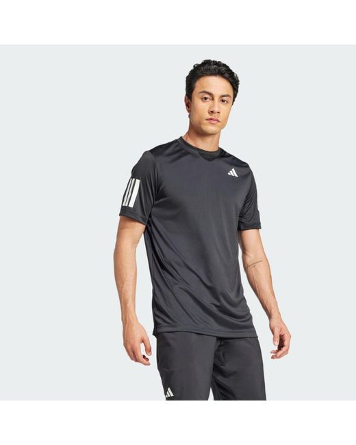Adidas Gray Club Tennis Climacool 3-Stripes T-Shirt for men