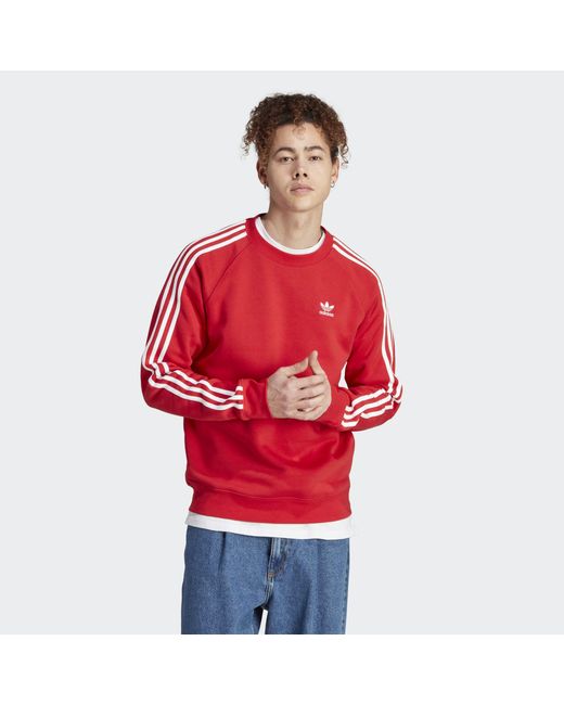 Adidas Originals Red Adicolor Classics 3-stripes Crew for men