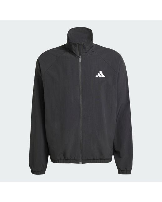 Giacca A Vento Essenziale Con Logo Piccolo di Adidas in Black da Uomo