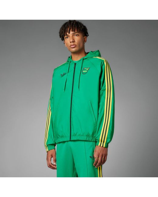 Adidas Green Jamaica Adicolor Windbreaker