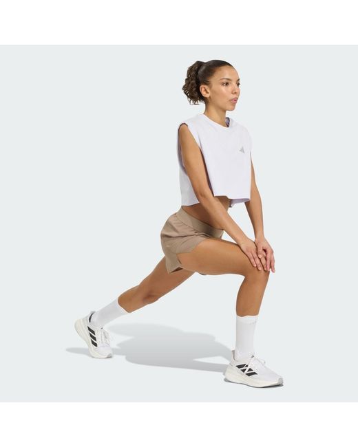 Adidas White Adi365 Running Essentials Crop T-Shirt