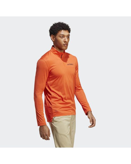 Adidas Originals Red Terrex Multi Half-zip Long Sleeve Long-sleeve Top for men