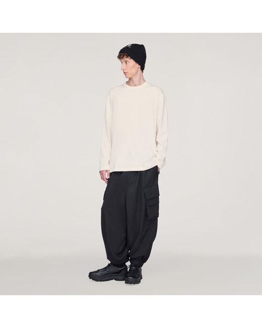 Adidas White Y-3 Logo Long Sleeve Long-Sleeve Top
