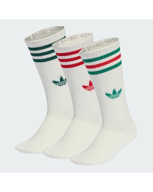 Adidas White 3-Stripes High Crew Socks 3 Pairs