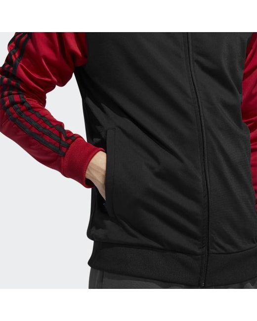adidas track jacket black with red stripes