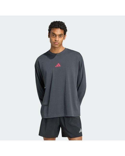 Adidas Gray Running State Of Mind Graphic Longsleeve T-Shirt