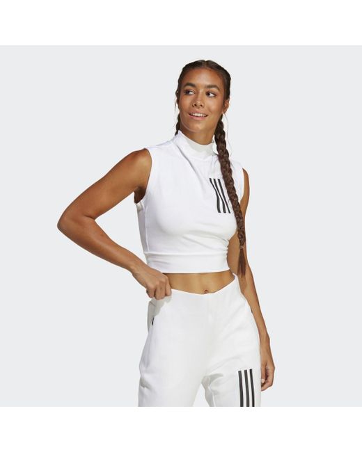 Adidas White Mission Victory Sleeveless Cropped Top