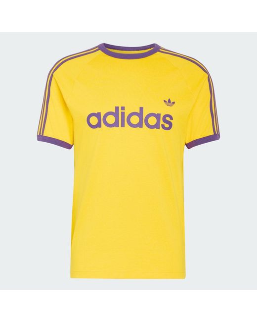 Adidas Yellow 3-Stripes Slim Ringer T-Shirt for men
