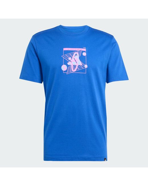 Adidas Blue Retro Futurism Graphic Tee for men