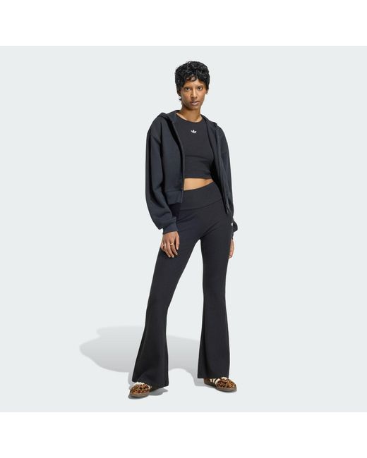 Adidas Black Essentials Rib Flared Leggings