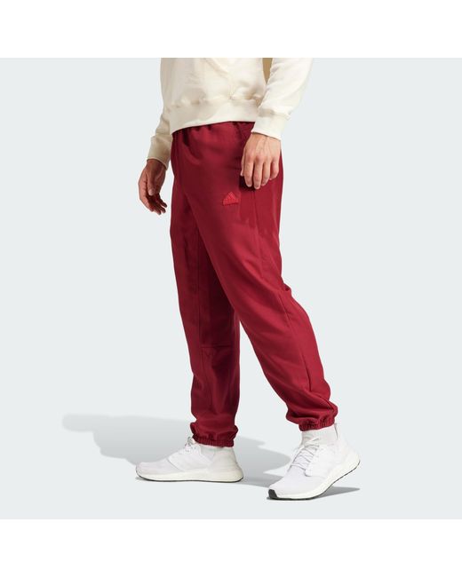 adidas Manchester United Lfstlr Woven Tracksuit Bottoms in Red for Men