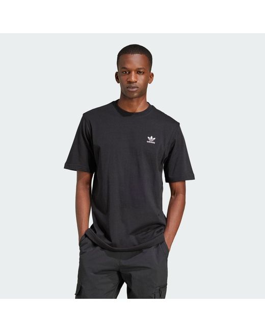 Adidas Black Trefoil Essentials Tee for men