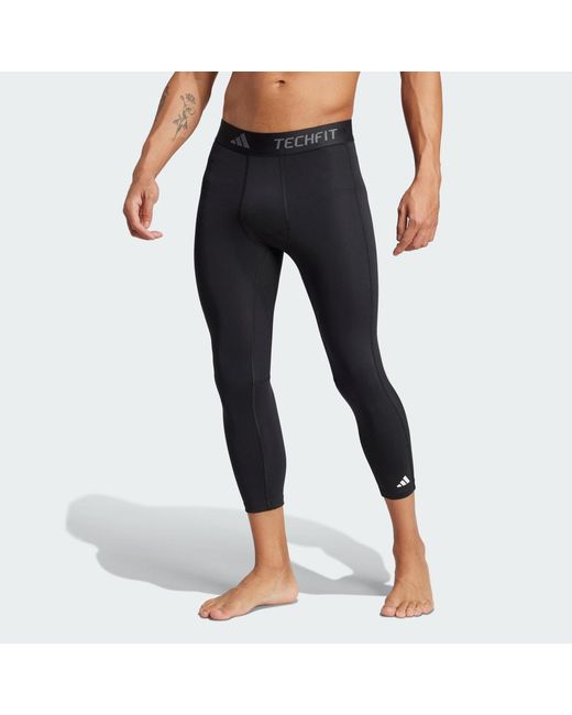 Adidas Black Techfit Compression Training 3/4 Tights for men