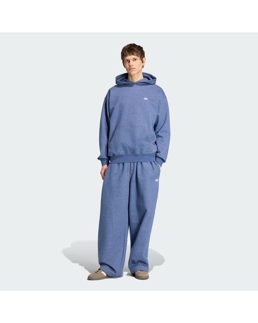 Adidas Blue Trefoil Essentials Melange Loose Hoodie for men