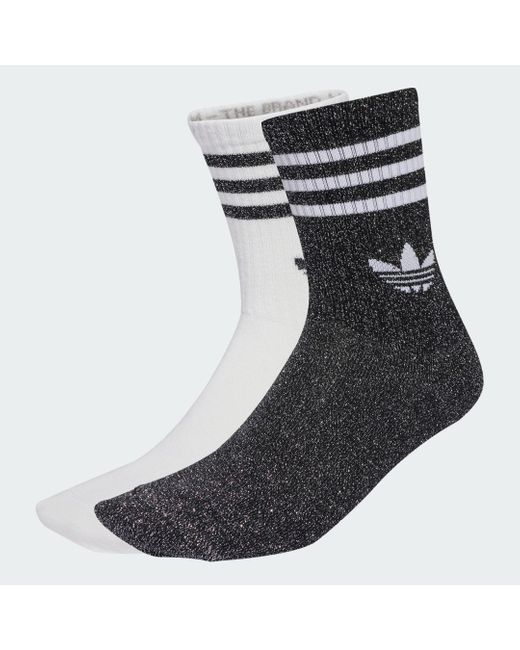 Adidas Black 3-Stripes Glitter Crew Socks 2 Pairs