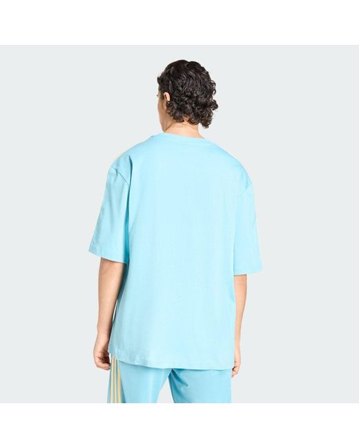 Adidas Blue Adicolor 3-Stripes Oversized T-Shirt for men