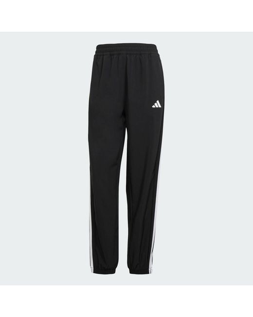 Adidas Black Train Essentials 3-Stripes Woven Joggers