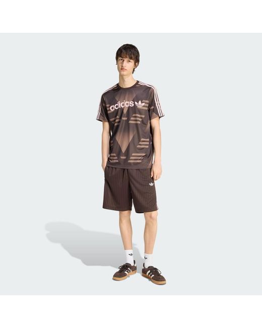 Adidas Brown Firebird Engineered Stripes Shorts for men
