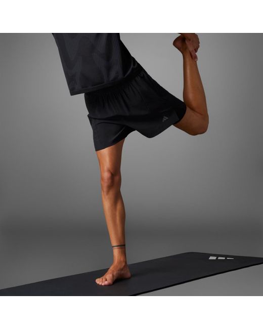 Adidas Black Designed For Training Yoga Premium 2-In-1 Shorts for men