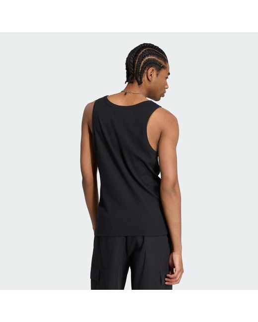 Adidas Black Trefoil Essentials Tank Top for men