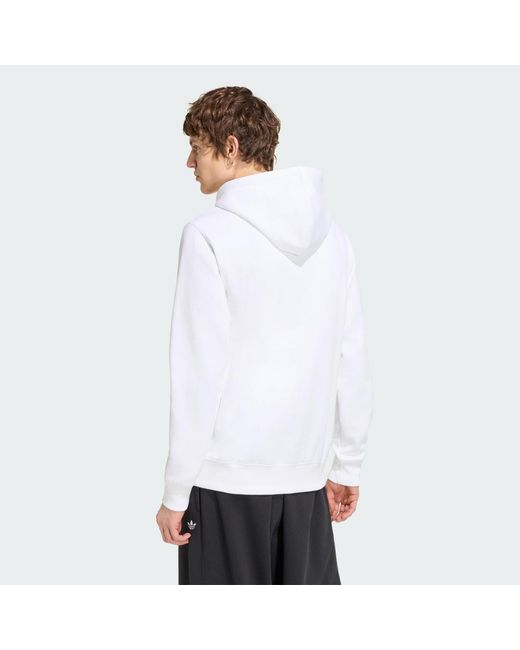 Adidas White Trefoil Essentials Hoodie for men
