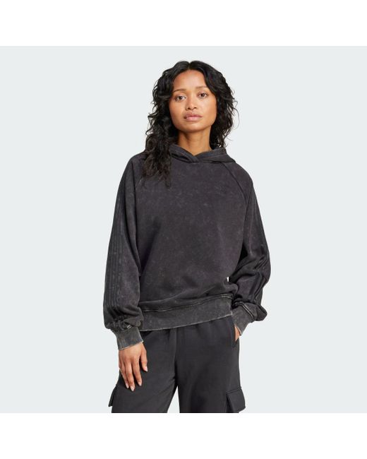 Sudadera Con Capucha Washed-Out Boyfriend-Fit Adidas Originals de color Black