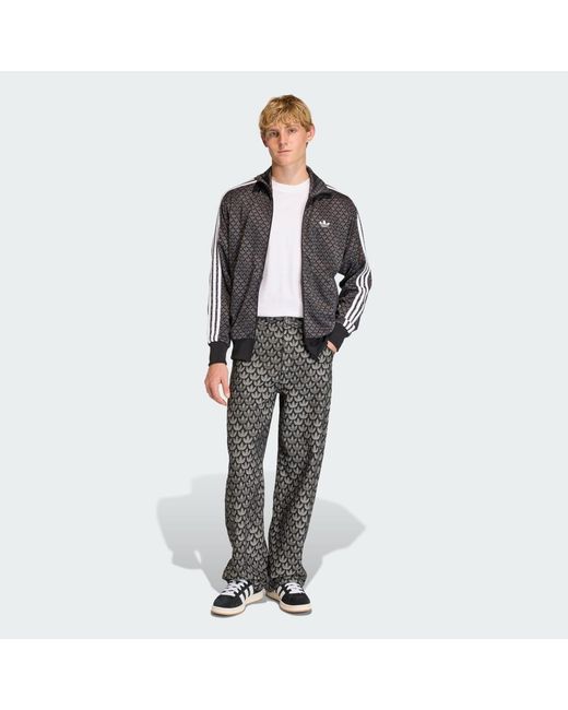 Adidas Gray Denim Loose Monogram Pants for men