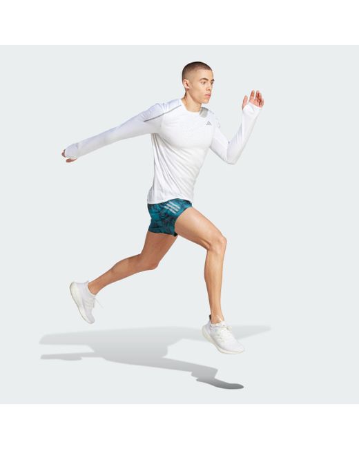 Adidas Blue Own The Run Allover Print Shorts for men