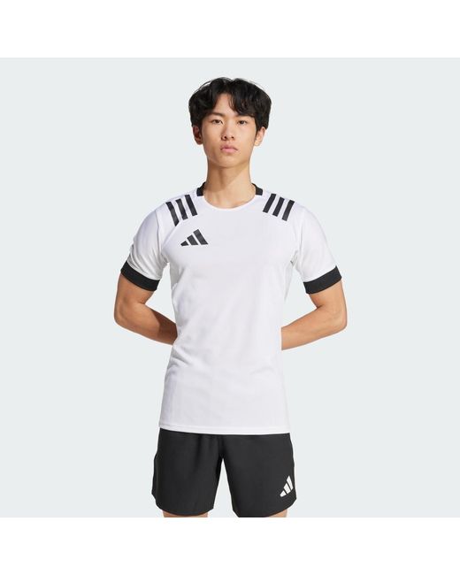Adidas White 3-Stripes Fitted Jersey for men
