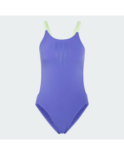 Adidas Blue Ripstream 3-Stripes Tie Back Swimsuit