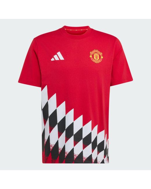 Adidas Red Manchester United Stadium Graphic T-Shirt for men