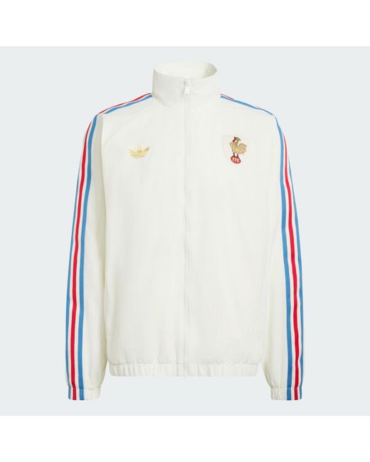 Adidas White France Rugby 120Y Anthem Jacket for men