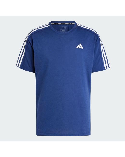 Adidas Blue Own The Run 3-Stripes Tee for men