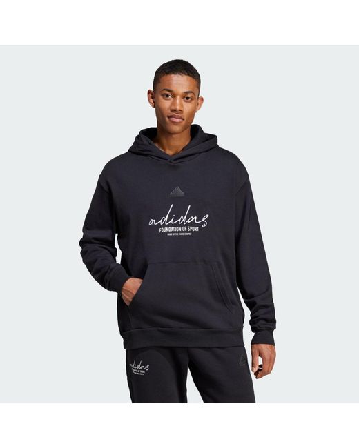 Adidas Blue Brand Love French Terry Hoodie for men