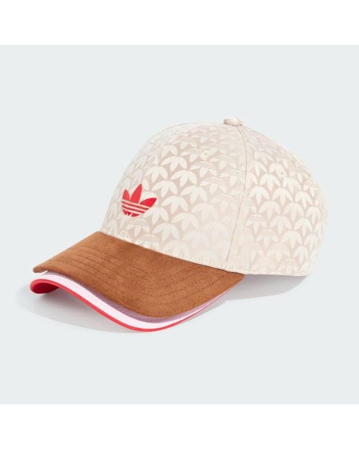 Adidas White Trefoil Monogram Jacquard Suede Double Visor Baseball Cap