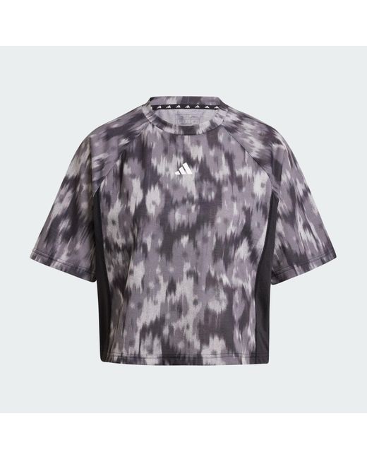 Adidas Originals Gray Train Essentials Allover Print Flower Tie-Dye Tee