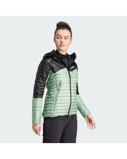 Adidas Green Terrex Techrock Down Hooded Jacket