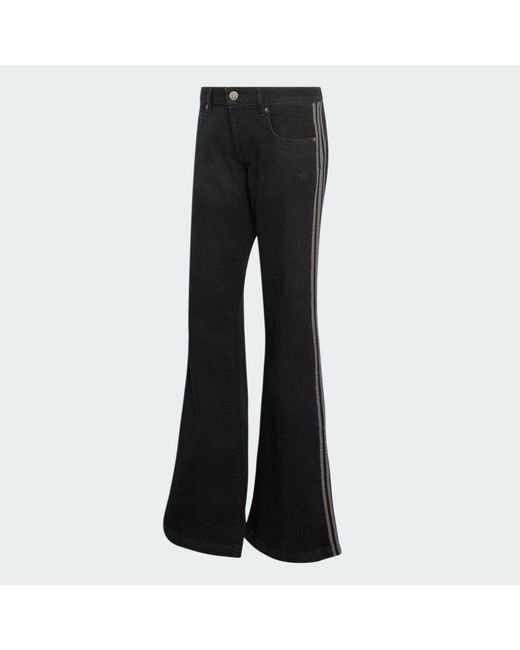 Adidas Black Sst Low Rise Flared Leg Denim Pant